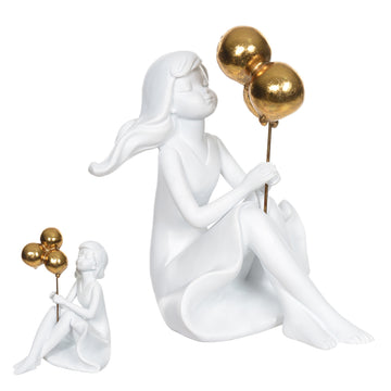 Escultura em Poliresina Menina Balloon 13x7x9 cm